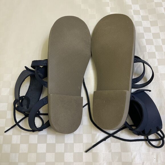 Free people Vacation Day Wrap Leather Sandals Denim blue Sz 39 - Picture 5 of 7